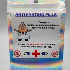 Joke Anti Farting Pills, Fill Your Own, Sweets, Fun, Flatulence, Sweet Bag, Stocking Fillers, Husband, Wife, Brother, Sister, Prescription