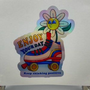 Rollschuhblume, Motivationsaufkleber, lustig, Blumen, Cartoon, holografische Aufkleber, Laptop, Telefonhülle, PC, Aufkleber, Kinderzimmer