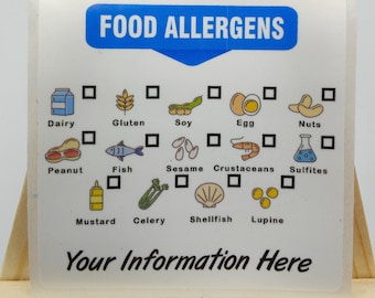 Food Allergens Stickers Labels, Ingredient Contents Warning Stickers, Food, Cakes, Baking, Sweets, Packaging Stickers, Small Shop Stickers
