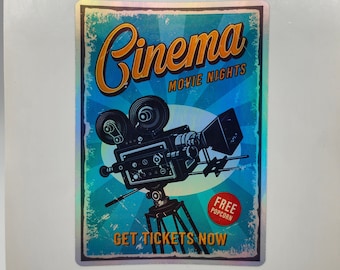 Retro Kino Movie Nights, Silber Sticker, Old School Filme, Filme, Zimmer, Laptop Aufkleber, Decals, Horror Baddies, Cine Filme, Super 8