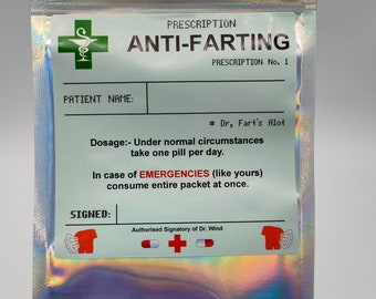 Joke Prescription Anti Farting, Fill Your Own, Sweets, Fun, Flatulence, Bag Of Sweets, Stocking Fillers, Husband, Wife, Brother, Sister