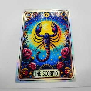 Skorpion, Tarot Karte, holographisch, silber, Sticker, Sternzeichen, Horoskop, magisch, Mystery, Laptop, Abziehbild, Geburtstagsstern, Verkauf, Fairness