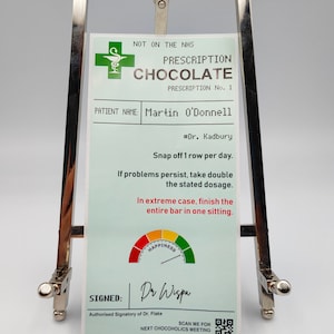 Autocollants d'étiquettes de chocolat sur ordonnance, Bonbons, Bonbons, Note du médecin, Pharmacie, Guérir bientôt, remontez le moral, Bonheur, Remplissage de bas de Noël, Anniversaire
