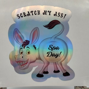 Donkey Scratch My Ass Scratch Off Reveal, regalo adesivo divertente, adesivo olografico, decalcomanie, mestiere di carta, compleanno, pensionamento, Natale