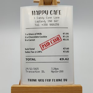 Santa's Lost Cafe bis Quittung, Aufkleber, Etikett, Weihnachtsgeschenk, Geschenkdichtung, Umschlagdichtung, Schale und Siegel, Strumpffüller, Weihnachtsandenken