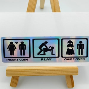 Adesivo divertente Gamer Life, Adesivi di relazione, Etichette di vita, Adesivo di matrimonio umoristico, Adesivi olografici, Decalcomanie, Etichette, Inserisci moneta