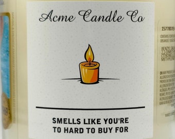 Etiqueta de vela divertida, como difícil de comprar, pegatina de vela, regalo divertido, regalo de broma, amigos, cumpleaños, favores de velas, regalos de bestie, mordaza