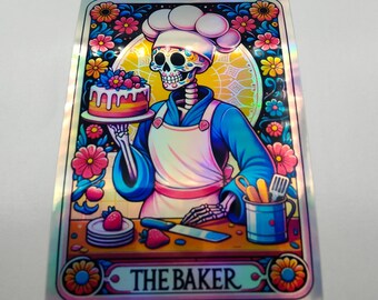 The Baker Tarot, Cake Making, Baking Cakes, Holographic Stickers, Decals, Laptop, Decals, Horror, Labels, Folk Lore, Party Fun, Cooking