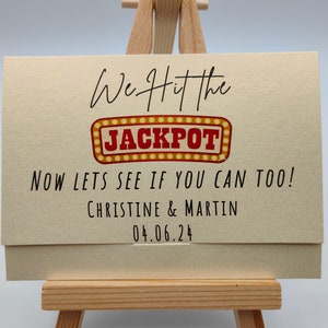 Porta biglietti da grattare per bomboniere, porta biglietti della lotteria, We Hit The, Pot Luck, Lucky Love, personalizzato, personalizzato, portafoglio in carta kraft, bomboniere