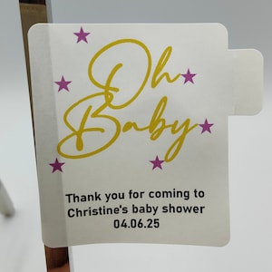 Custom Oh Baby Lip Balm Tube Labels With Tab, Personalised, Wedding Favor, Sticker Sheets, Lips, Marriage Gifts, Shower, Baby Celebration