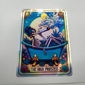 The High Priestess, Tarot, Cannabis, Holographic Stickers, Decals, Laptop Stickers, Decals, Horror Stickers, Weed, Labels, Hash, Smoking Pot