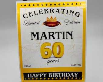 ¡Celebrando 60 Años!, Etiquetas de Vino Pegatinas, Botella de Vino de Regalo, Botella de Feliz Cumpleaños, Etiquetas para Regalar, Gracias, Regalo de Fiesta, Cualquier Edad