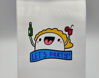 Let's Party, Funny Wine Labels Stickers, Gift Wine Bottle White Labels For Gifting, Thank You, Party Gift, Humorous Wine Label, Cartoon