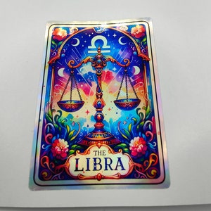 Waage Tarot Karte, silber Sticker, Sternzeichen, Horoskop, magisch, Mystery, Laptop, Abziehbild, Geburtstag Sterne, Verkauf, Fairness
