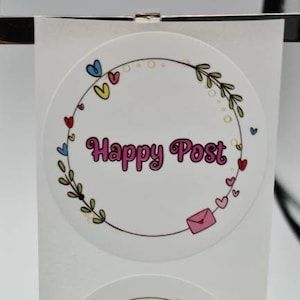 Happy Post-etiketten Wit premium satijnglans poly, branding, promotioneel, gepersonaliseerd, aangepaste etiketten voor drankjes, chutneys, dozen, stickers