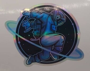 Dancing Spaceman Astronaut, Holographic Sticker, Travel, Decals, Nasa, Bicycle Labels, Laptop Stickers, Decals, Item Stickers,