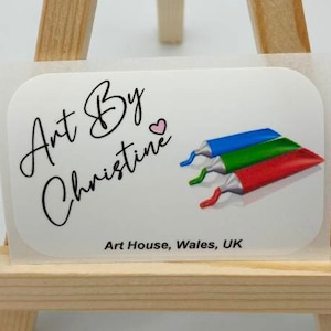 55mmx 35mm Premium Satin Gloss White, Artist, Creative, Painter, Drawing, Design, Custom Personalised, Graphic Designer
