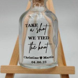 Take A Shot We Tied The Knot, Wedding, Party, Shot Bottles Personalised, Custom Wedding Favors, Stickers, Labels, Clear Transparent Labels.