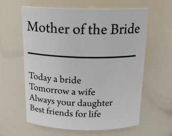 Mother Of The Bride, Candle Labels White Square, Stickers, Candle Labels, Labels, DIY Candle, Wedding Favors, Gifts,Wedding Candles,Marriage