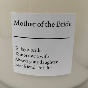 Mutter der Braut, Kerzenetiketten weißes Quadrat, Aufkleber, Kerzenetiketten, Etiketten, DIY Kerze, Gastgeschenke Hochzeit, Hochzeitskerzen, Hochzeit