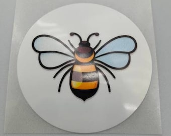 Honey Bee, Round Labels, Mini Jam Jar Lids, Premium Satin Gloss Poly, Candle Labels, Stickers, Labels For Drinks, Chutneys, Pots, Gifts