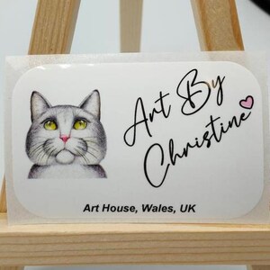 55mmx 35mm Premium Satin Gloss White, Artist, Creative, Painter, Drawing, Design, Custom Personalised, Graphic Designer