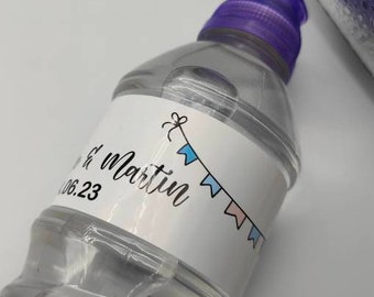 Bunting, Wedding Water Bottle Wraps Labels, White Custom Stickers, Personalised, Water Bottle Favors, Party Labels, Wedding, Celebrate