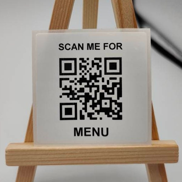 6 Sizes Square QR Codes Promotion Stickers, White Satin Gloss Poly, Custom, Candle Sticker Labels, Bottles, Menu, Promotional, Restaurant