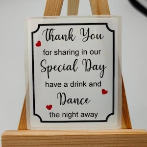 Premium Wedding Thank You, Stickers, Labels, Mini Alcohol Bottles, Satin Gloss White, Favor, Favours, Drinks, Toast, Gifts, Table