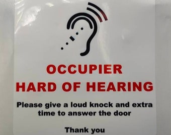 Occupier Hard Of Hearing, Knock Loud, Warning Sign Labels, Gate Door Window Signs, Warning, No Cold Calls, Laminated Label Sticker