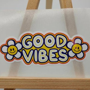 Good Vibes Sticker, Daisy Vibes Sticker Labels, Films, Films, Robots, Ruimte, Sci-Fi, Flower Power, Decals, Helm Graphics, Decals