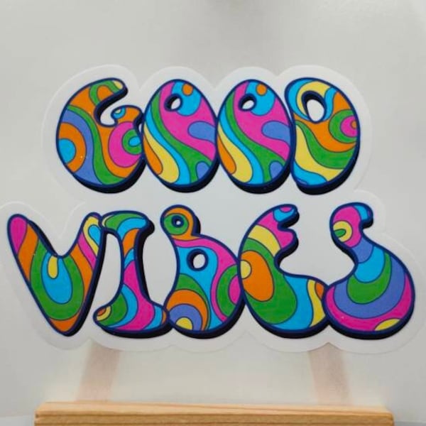 Good Vibes Retro Sticker, Hippie, Decals, Old School, Stickers, Decals, Item Stickers, Children's Stickers, Labels, Sixties, Seventies