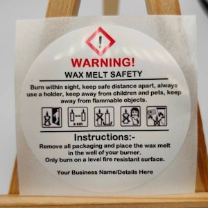 Kaars CLP-waarschuwingsstickers, etiketten, doosverpakking, productstickers, etiketten, envelopzegels, zakelijke promotie, aangepaste tekst, veiligheidsadvies