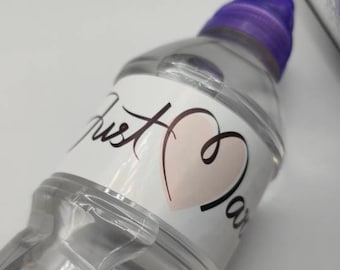 Net getrouwd, bruiloft waterfles wraps etiketten, witte stickers, waterfles gunsten, partij fles etiketten, bruiloft, vieren, paar