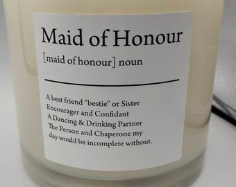 Maid Of Honour, Candle Labels White Square, Stickers, Candle Labels, Labels, DIY Candle, Wedding Favors, Gifts, Wedding Candles, Marriage