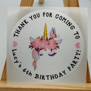 Licorne magique, Autocollants d’étiquettes d’anniversaire, Gloss en satin premium, Célébration, Remerciements, Personnalisé, Étiquettes personnalisées pour enfants, Faveurs de fête