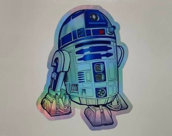 R2D2 Holographischer Aufkleber, Star Wars Droid Sticker Etiketten, Filme, Filme, Roboter, Weltraum, Sci-Fi, Humanoids, Abziehbilder, Helmgrafiken, Aufkleber