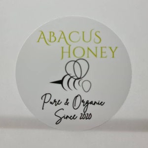 Honey Jar Labels White/Clear Gloss Stickers, Personalised Custom Labels For Jars, Bottles, Conserve, Chutneys, Pots, Gifts, Branding.