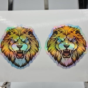 Adesivo olografico Lion Head Roar, Animali, Gatti della giungla, Leoni, Tigri, Viaggio
