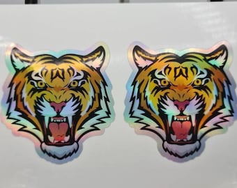 Tigerkopf Roar Holographic Sticker, Tiere, Dschungelkatzen, Löwen, Tiger, Reise