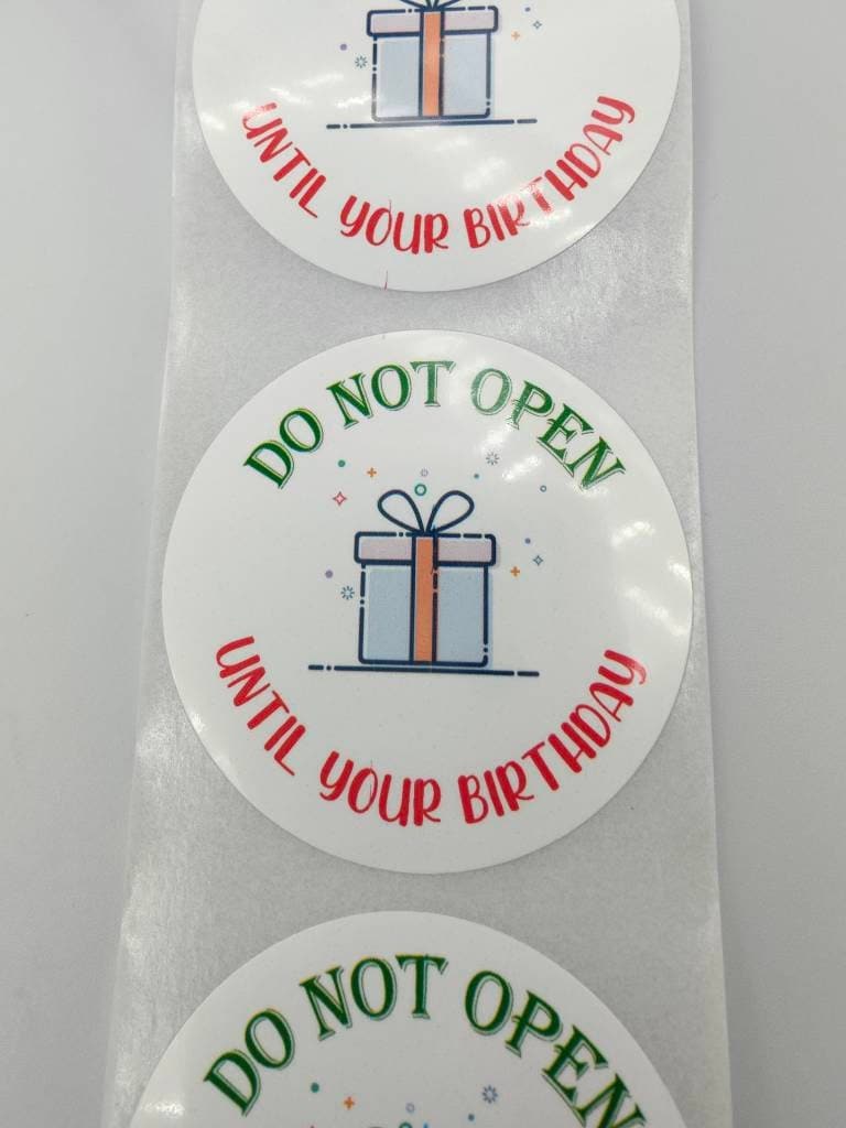 誕生日/クリスマスまで開封しないでください、プレミアムサテン光沢ポリホワイト、ギフトラベル、クリスマスステッカー、誕生日ラベル、誕生日ステッカー