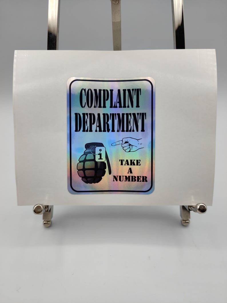 Sticker Complaints Example Complaint Department, Funny Office Signs, Customer Service Signs ...
