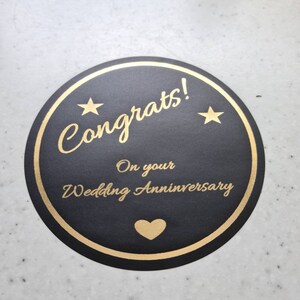 88mm Congrats Matt Black Round Vinyl Custom Foiled, Candle Sticker Labels, Bottles, Custom, Promotional, Wedding Favors, Seal