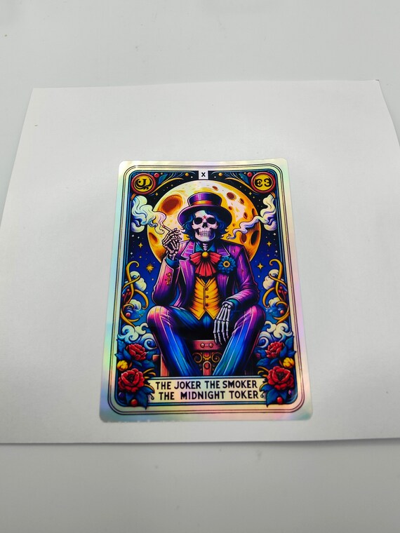 The Joker Tarot Card, Holographic Silver Sticker, Zodiac