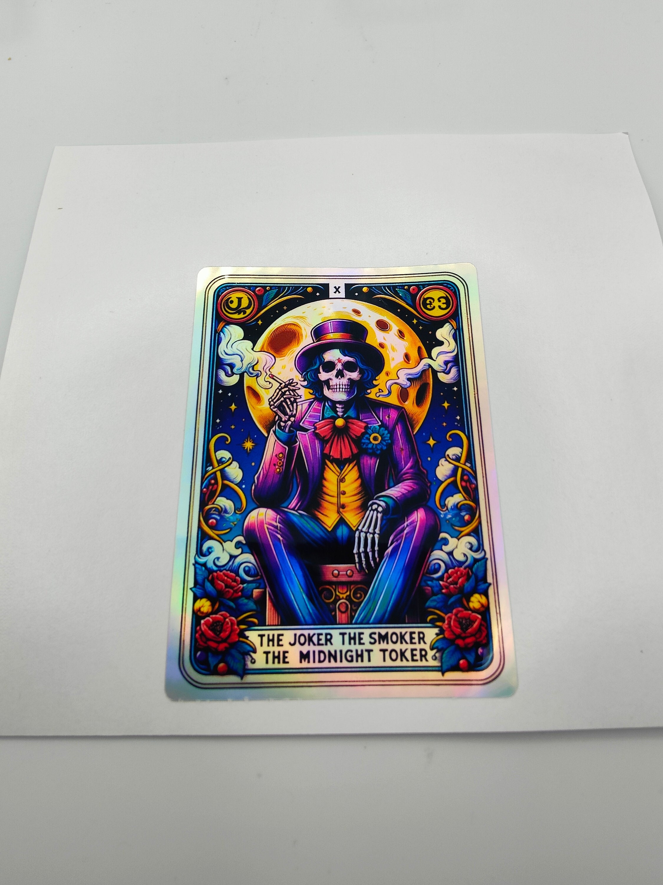 The Joker Tarot Card, Holographic Silver Sticker, Zodiac