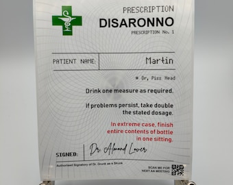 Personalised Prescription Disaronno, Almond Alcohol, Spirit, Bottle Custom White Poly Labels, Birthday, Celebration Drink, Funny Drink, Gift