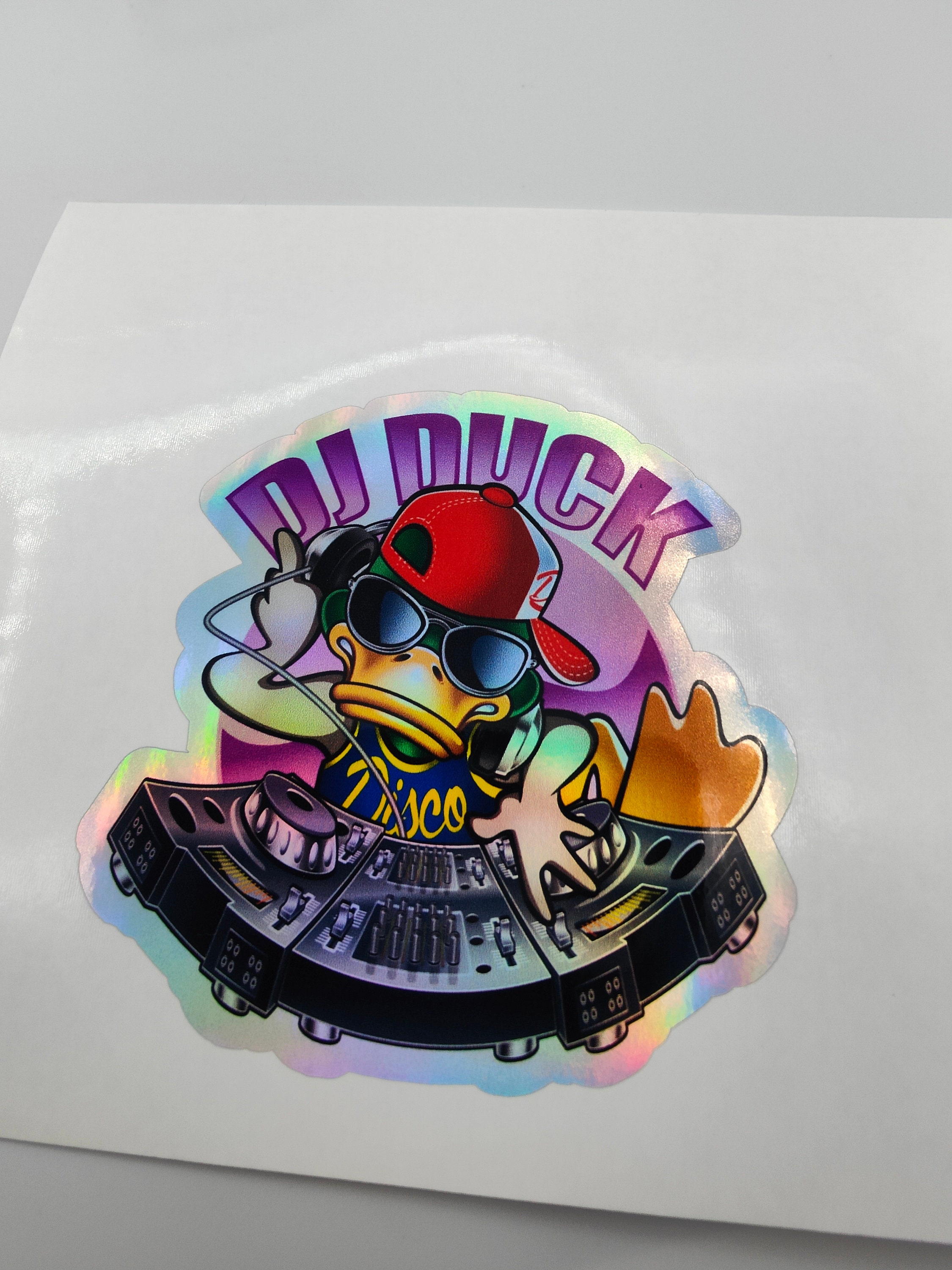 Dj Sticker Back DJ Duck, Disco, Rave, Musician, Ibiza, Mixing Deck Playing, Music ...