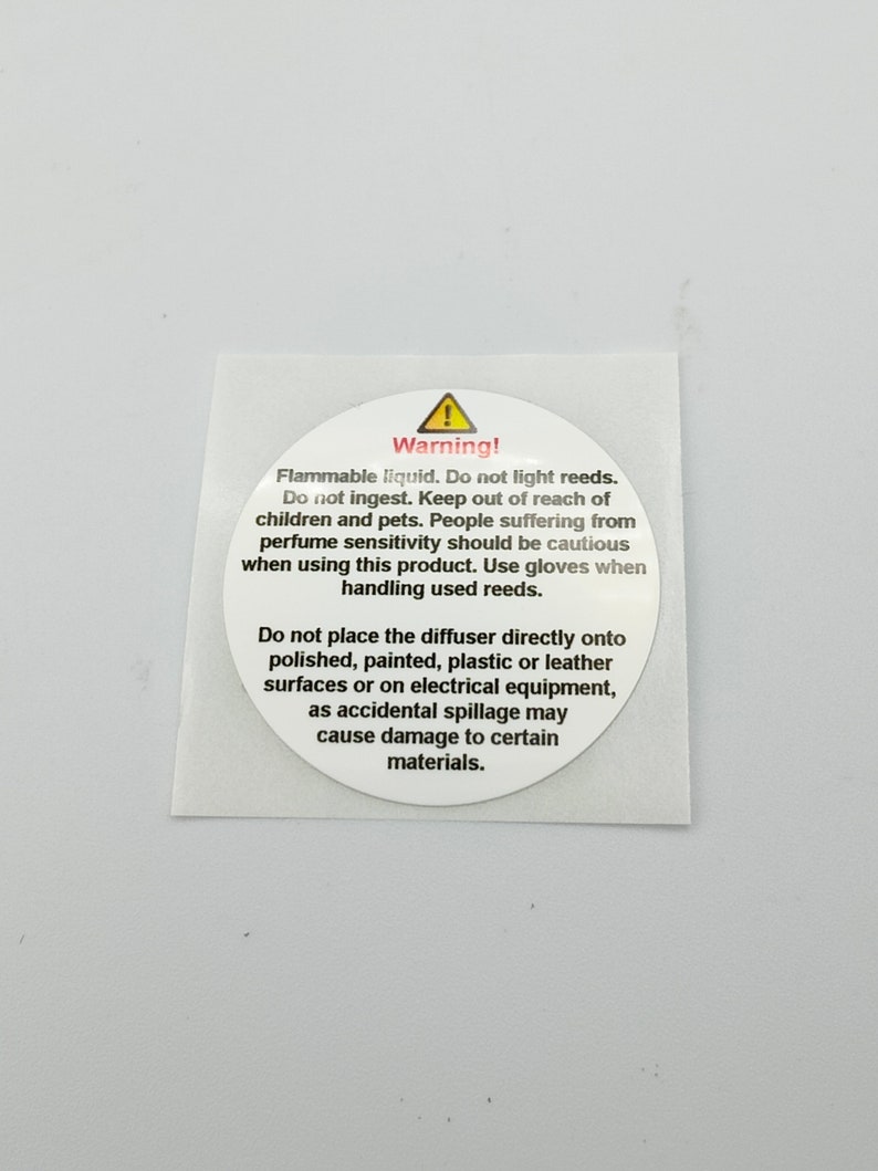 Flamable Reeds Diffuser CLP Warning Stickers Labels, Box Packaging Product Stickers ...