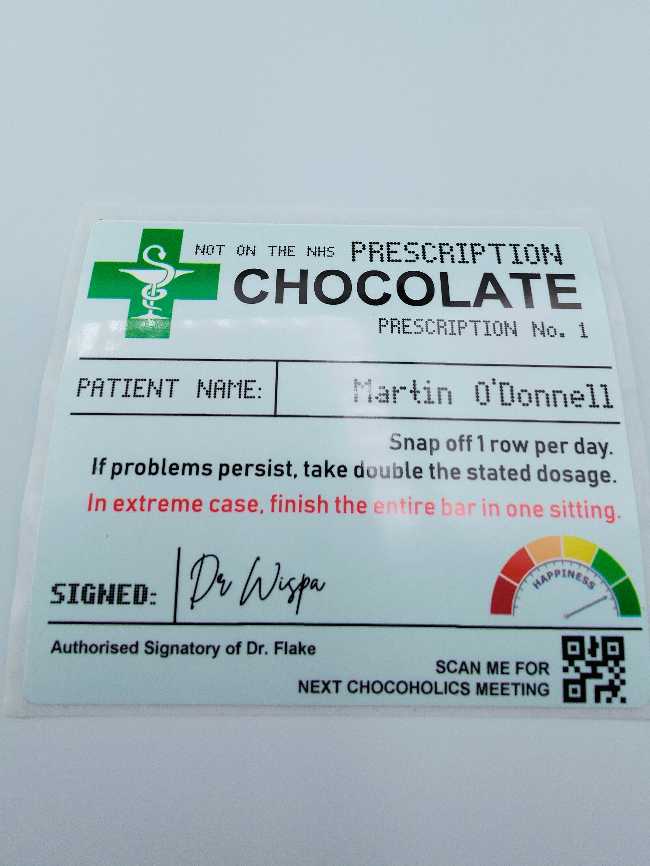 Personalized Name Prescription Bag with Prescription Label, Chocolate Prescription Stickers, Get Well Soon Gift, Stocking Filler, Fun Gifts for Kids