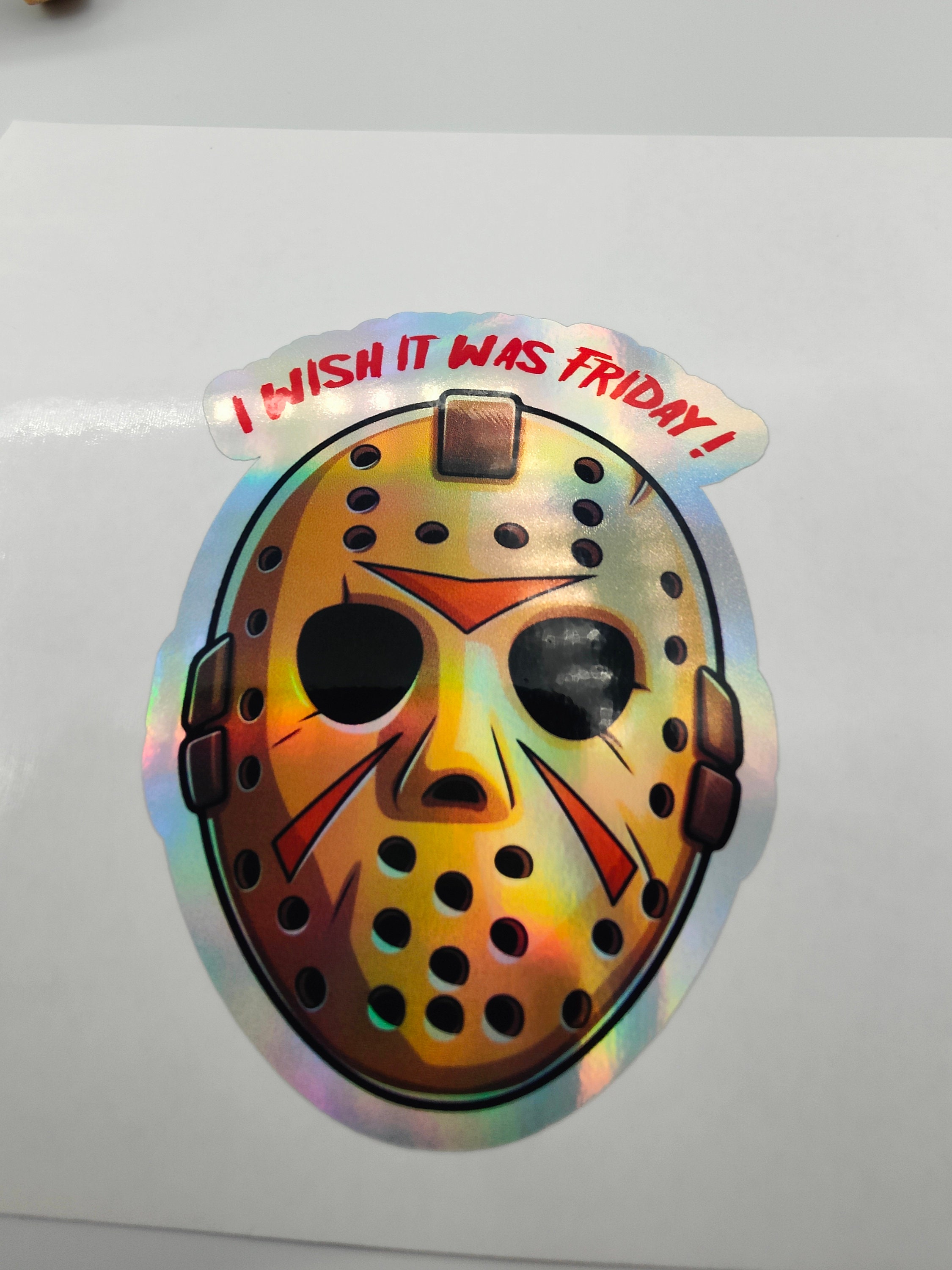 Jason Voorhees Hockey Mask, Holographic Sticker, Horror Character ...